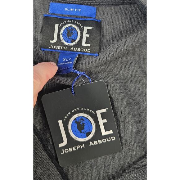 NWT Joseph Abboud XLT XL TALL Sweater Black Gray Trimmed Button-up wool blend - Picture 4 of 7